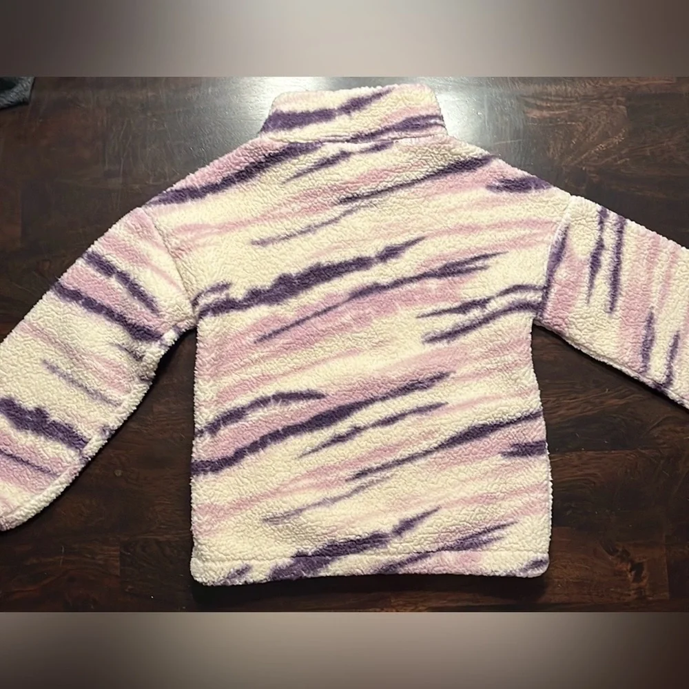 Carter's Girls Purple & Cream 1/3 Zip Fleece Pullover Size 7/7A